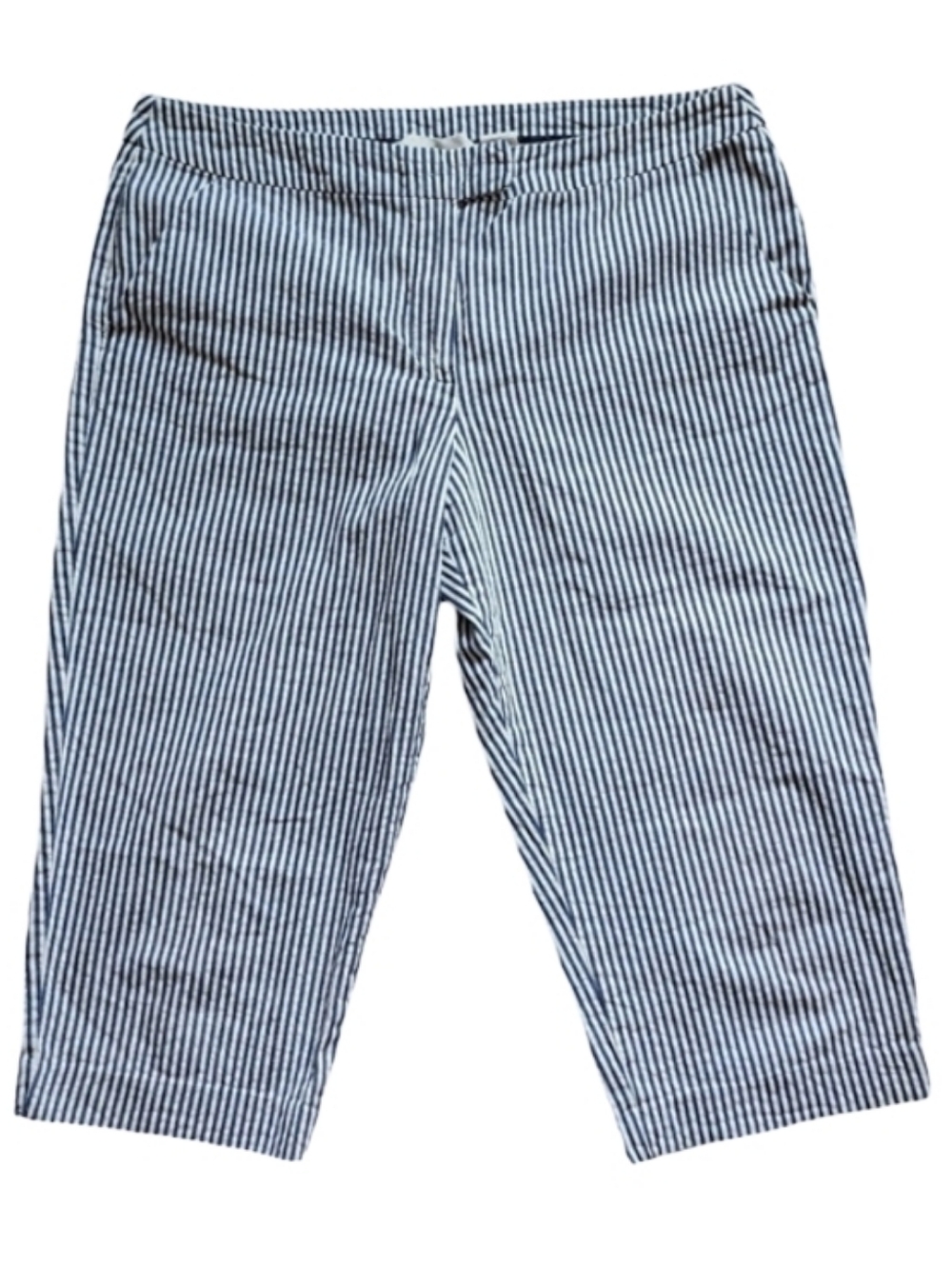 Sandro Women's Size 12 White and Blue Striped Capris‎ Pants
